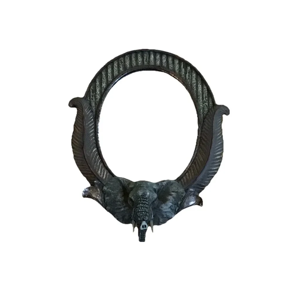 Safari Elephant Oval Wall Mirror James Rae Designs Jungle Palm Leaf Decor